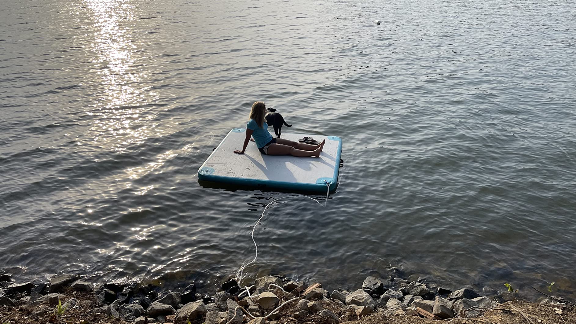 Inflatable Floating Dock Platform Floating Island Raft Water Mat Swim Raft with None-Slip Surface for Pool Beach Ocean (6 x 6ft) customer photo 2