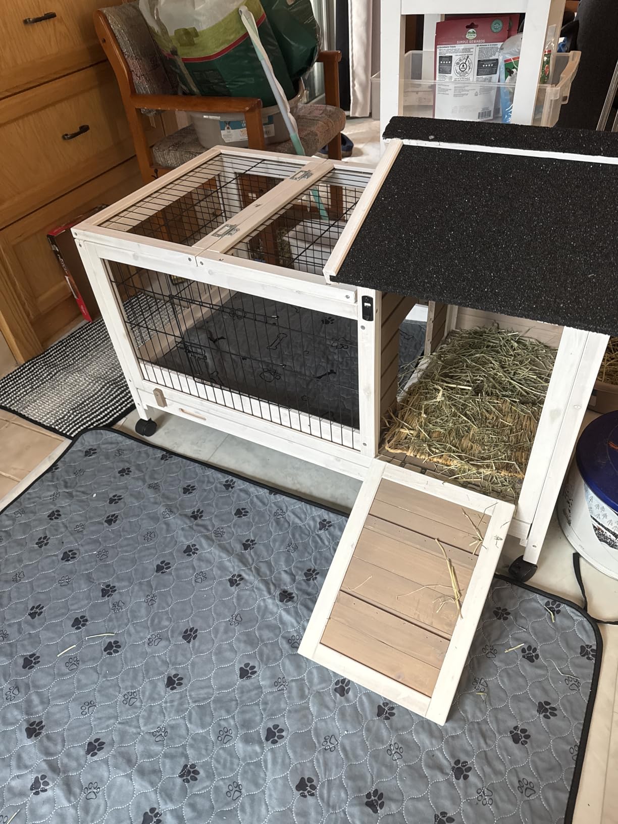 Rabbit Hutch Indoor Outdoor Rabbit Cage Bunny Cage with Run,No Leak Pull Out Tray,Wire Fence customer photo 1