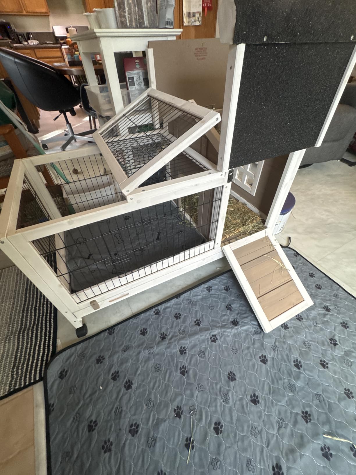 Rabbit Hutch Indoor Outdoor Rabbit Cage Bunny Cage with Run,No Leak Pull Out Tray,Wire Fence customer photo 2