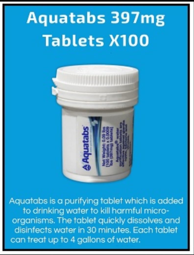 Aquatabs Water Purification Tablets (397mg, 100 Pack). Water Filtration System for Camping, Boating, Emergency Water, Survival Kit, and Marine. Easy-to-Use Water Purifier Treatment. customer photo 2