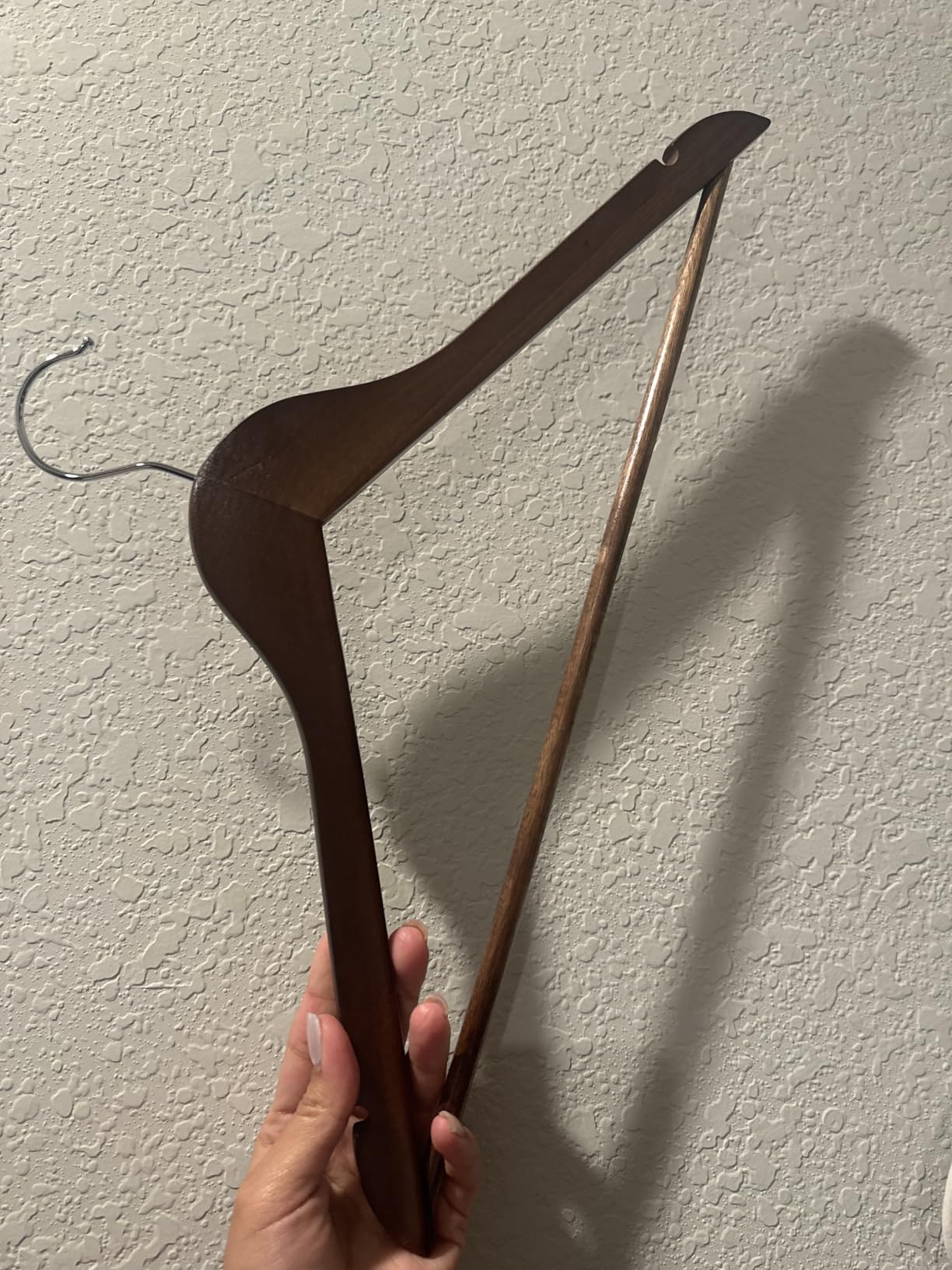 HOUSE DAY Wooden Hangers 10 Pack, Heavy Duty Wood Coat Hangers for Closet, Smooth Finish Wooden Suit Hanger with Non Slip Pants Bar, Sturdy Wood Clothes Hanger, Walnut customer photo 2