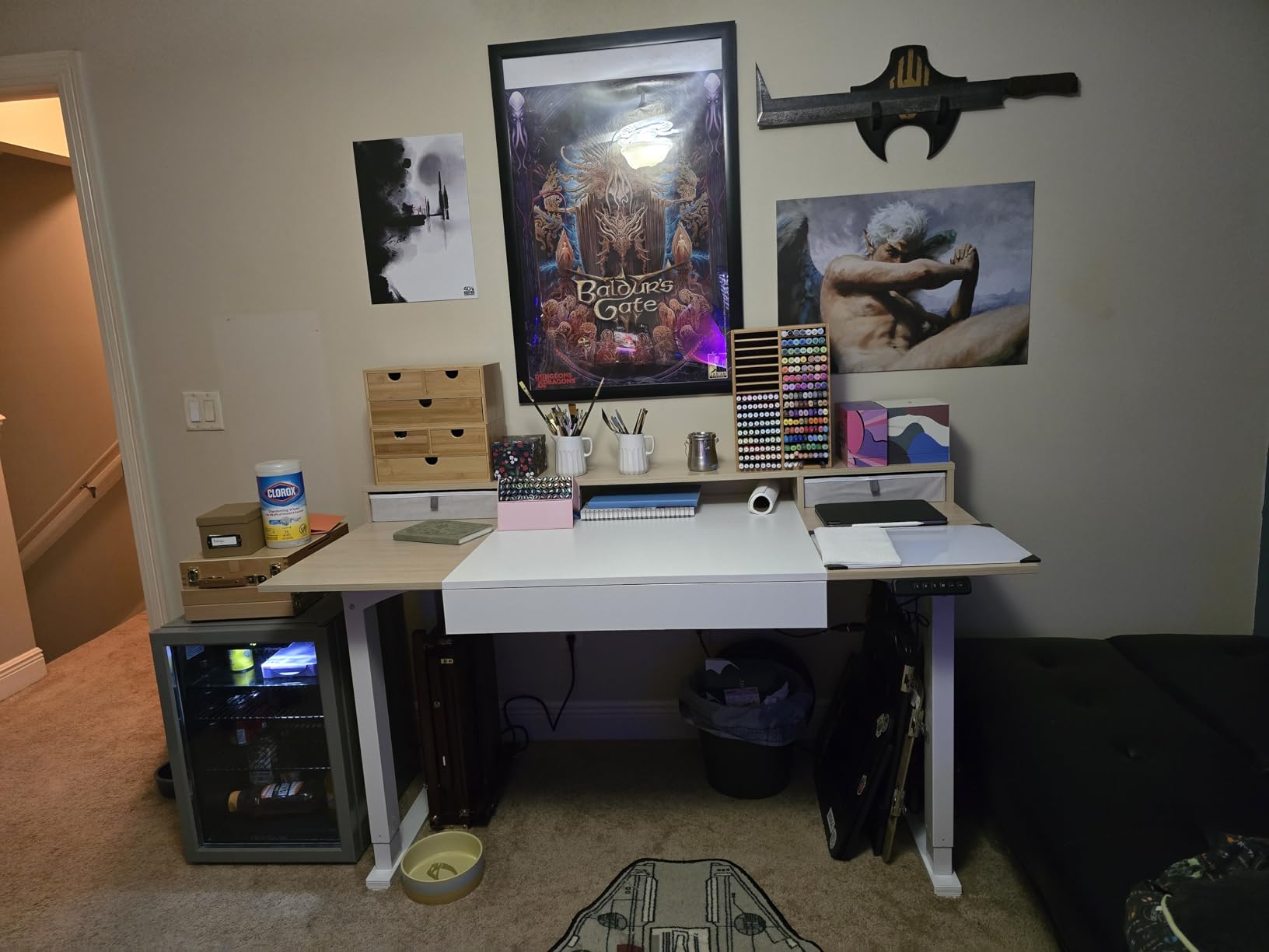 FLEXISPOT 4 Leg Standing Desk 71 x 32 Inch Electric Adjustable Height Sit Stand Desk with Splice Board Home Office Desk, Black Top + Black Frame customer photo 1