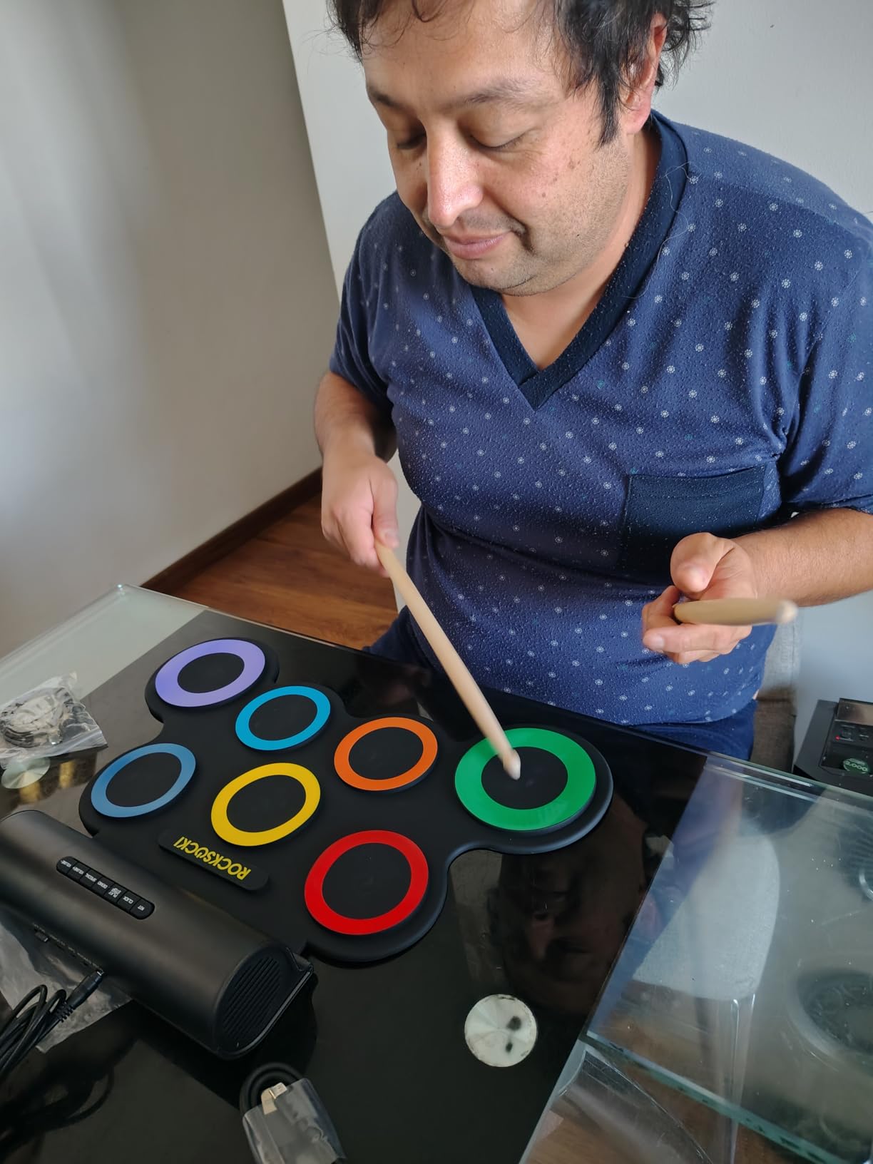 ROCKSOCKI Electric Drum Set, 7-Pad Electronic Drum Set with Headphone Included, Roll-up Drum Pad For Kids, Great Holiday Xmas Birthday Gift (Dual Speakers) customer photo 2