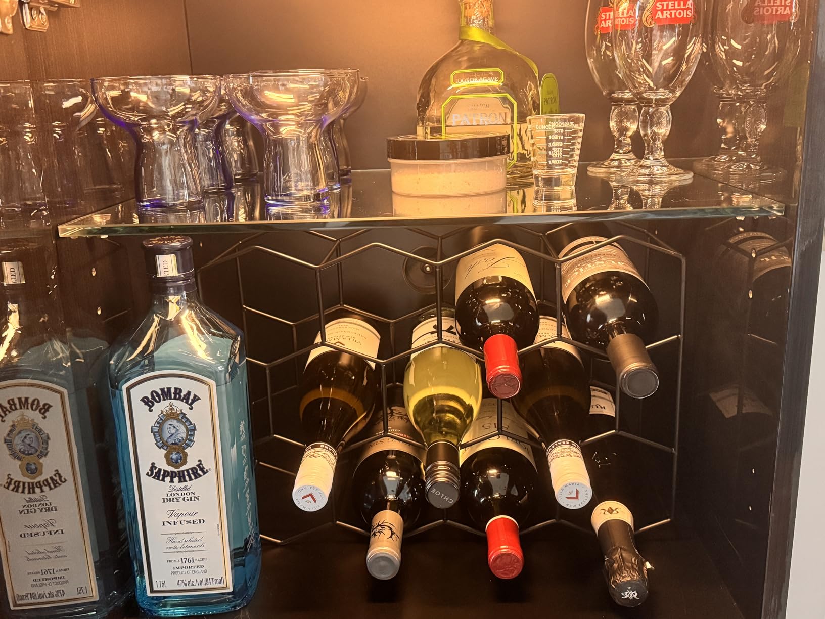 Gusto Nostro Countertop Wine Rack - 14 Bottle Freestanding Modern Black Metal Small - 3 Tier Tabletop Wine Holder Stand for Cabinet, Pantry - Wine Racks Countertop - No Assembly Required customer photo 1