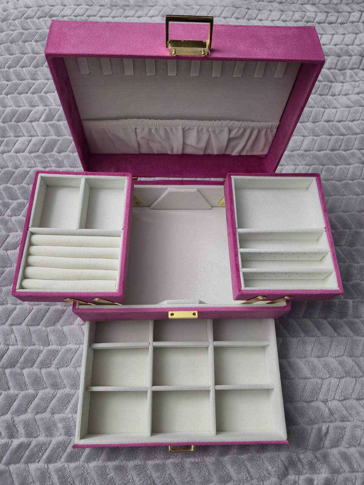 Dajasan Jewelry Organizer Box, Large Jewelry Boxes for Women Girls, Compact 3 Layers Jewelry Storage Case with Drawer, Movable Metal Stand, Modern, Gift Idea (Black) customer photo 2