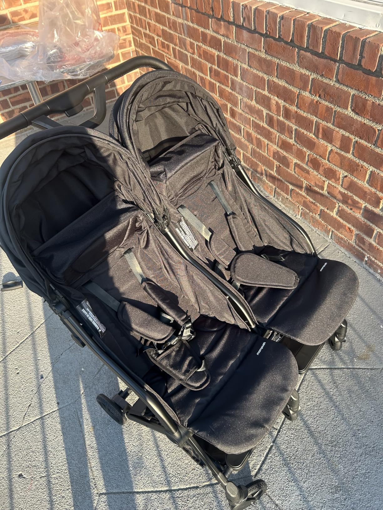 Mompush Lithe Double Stroller for Infant and Toddler, Lightweight Side by Side Twin Stroller, Only 25 lbs, 30-Inch Slim Fit Through Doorways, One-Step Fold, Independent Recline, UPF 50+ Canopy customer photo 1