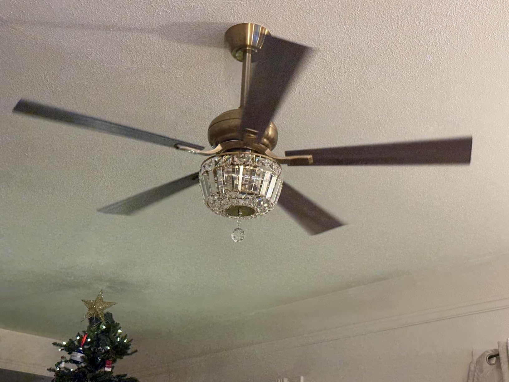 Gold Ceiling Fans with Lights and Remote 52 Inch Crystal Chandelier Ceiling Fan for Bedroom Living Room, Modern Lighting & Ceiling Fans Low Profile, Reversible 5 Blade, E12 Socket, Ventilador de Techo customer photo 1