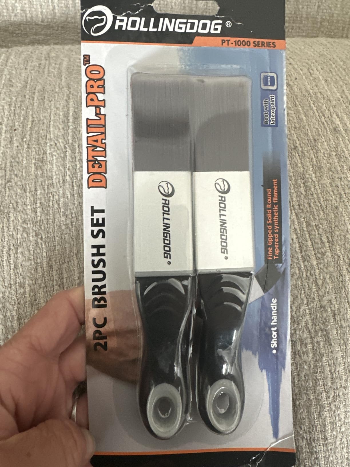 ROLLINGDOG Paint Brush for Trim - Edging Paint Brush 2PC, 1PC Triangular Brush and 1PC Square Trim Brush, Cut in, Edger, Corner, Sash Painting customer photo 2