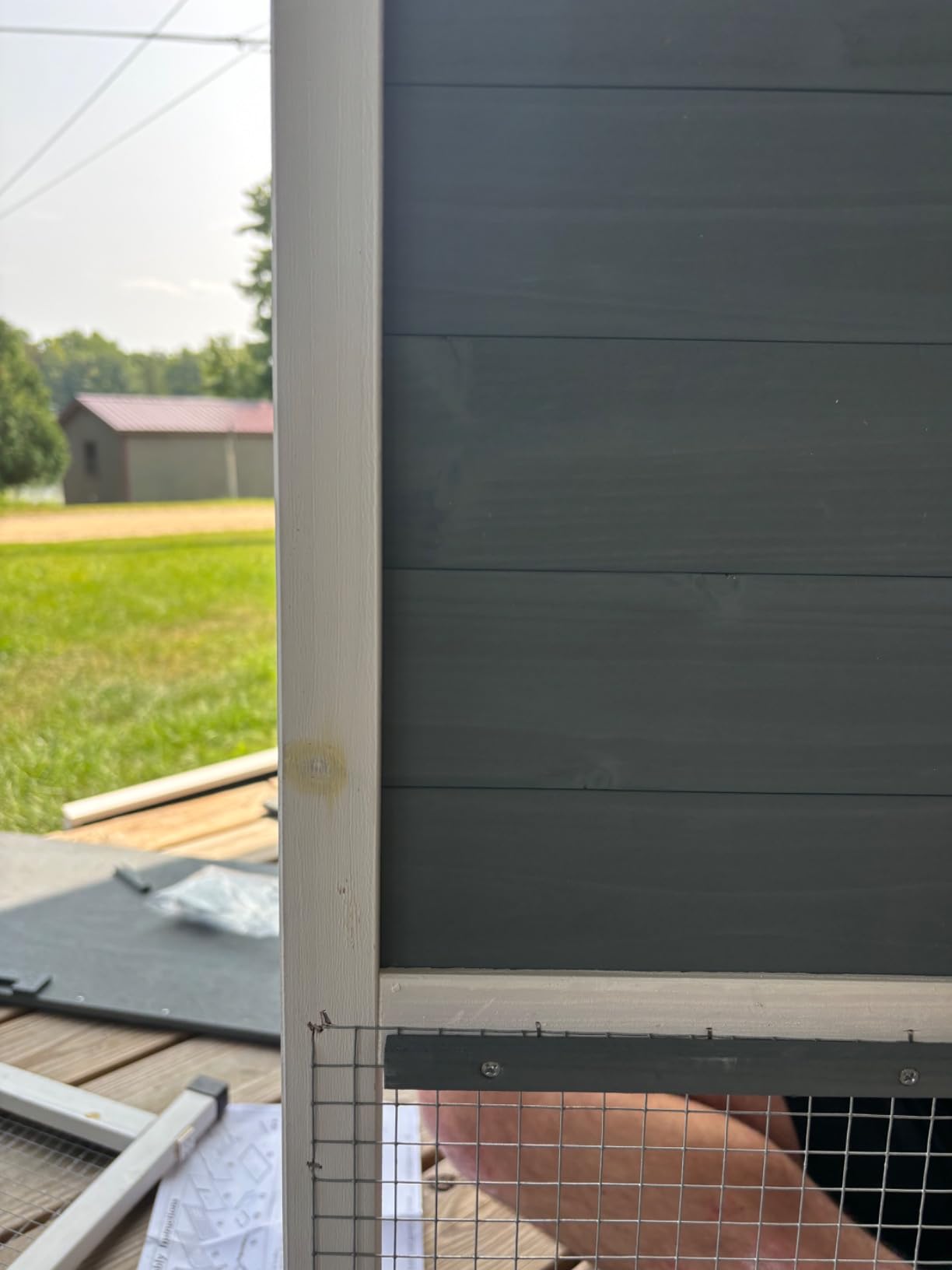 2 Story Solid Wood Rabbit/Bunny Hutch with 2 Large Main Rooms, Indoor Outdoor Rabbit House Guinea Pig Cage Pet House for Small Animals with Ventilation Door Removable Tray Waterproof Roof (Grey) customer photo 2