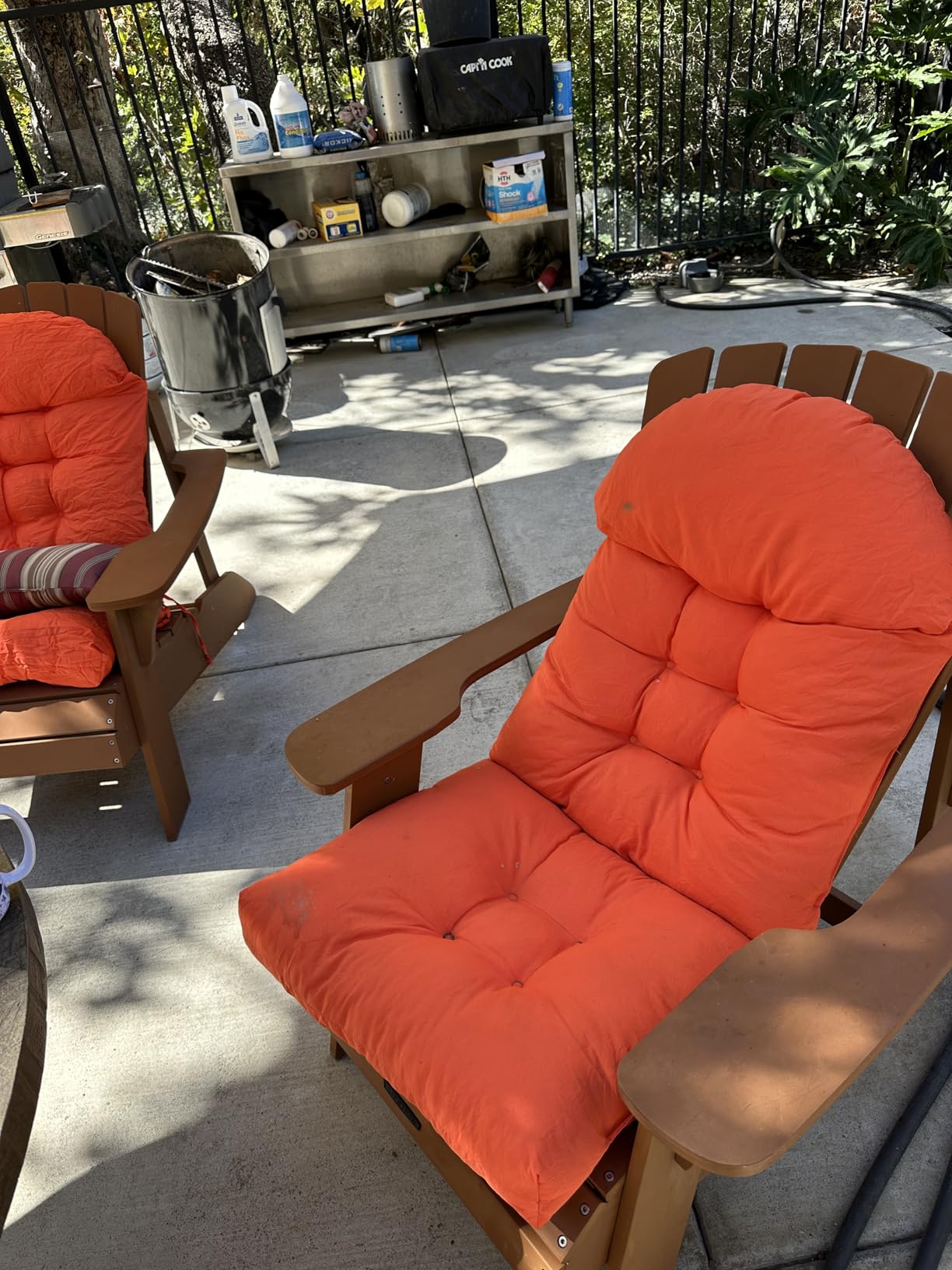 Adirondack Chair Cushion, Rocking Chair Cushion 44x19.4x4 inch, High Back Patio Cushions of Upper and Lower with Ties, Sunscreen and Fade-Resistant (Gray, 2) customer photo 1