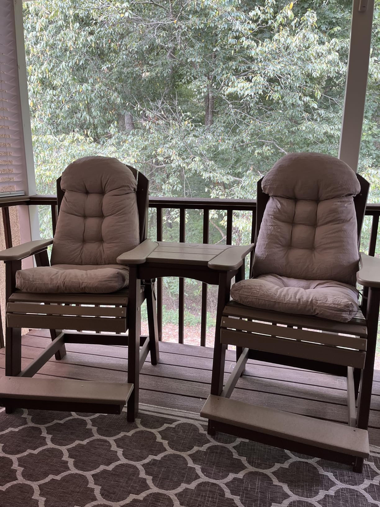 Adirondack Chair Cushion, Rocking Chair Cushion 44x19.4x4 inch, High Back Patio Cushions of Upper and Lower with Ties, Sunscreen and Fade-Resistant (Gray, 2) customer photo 2