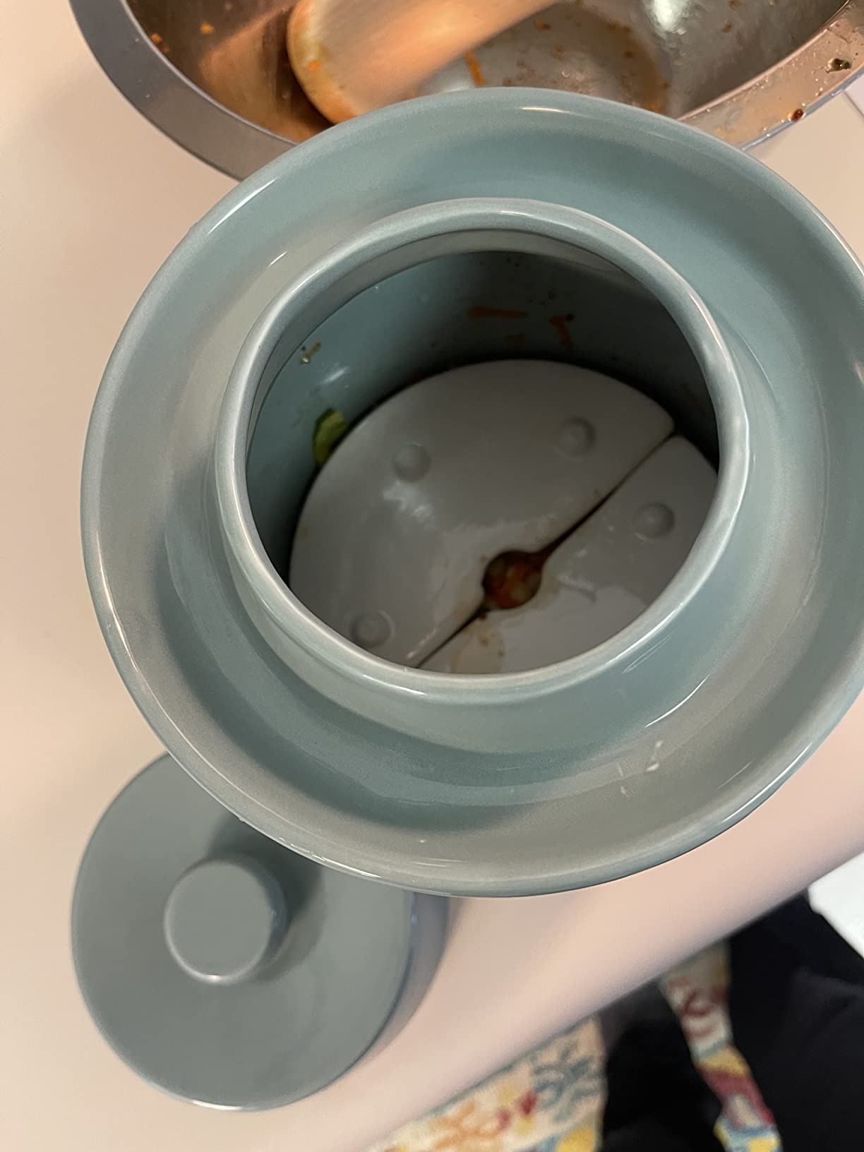 Fermentation Crock Jar Sauerkraut Crock - For Onggi Kimchi Pot (0.5 Gallon) Ceramic Fermenting Crock with Glazed Weights for Fresh Chinese Pickle, Kimchi & Kombucha - Stoneware Pickling Crock customer photo 2