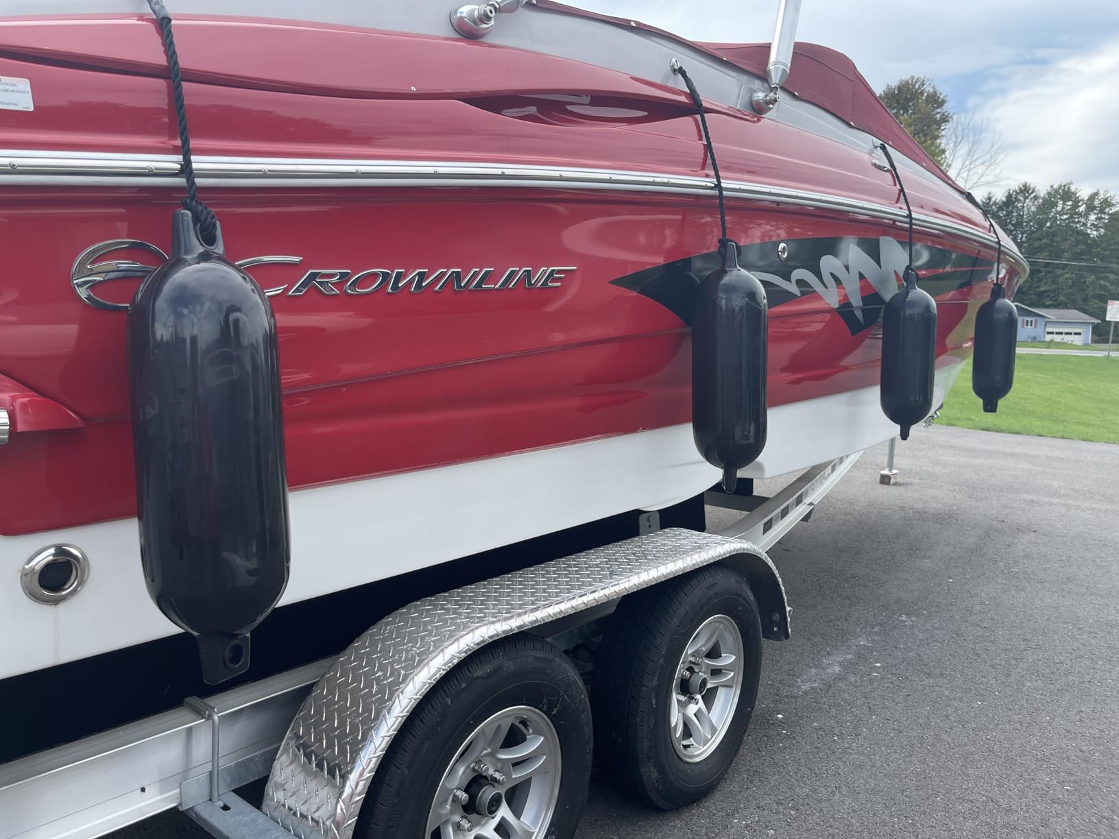 Dreizack Boat Fenders 4 Pack, Boat Bumpers for Docking with 4 Ropes, Inflatable Ribbed Marine Pontoon Boat Fender Bumper for Docks with 1 Storage Bag, 1 Air Pump and 4 Needles customer photo 2