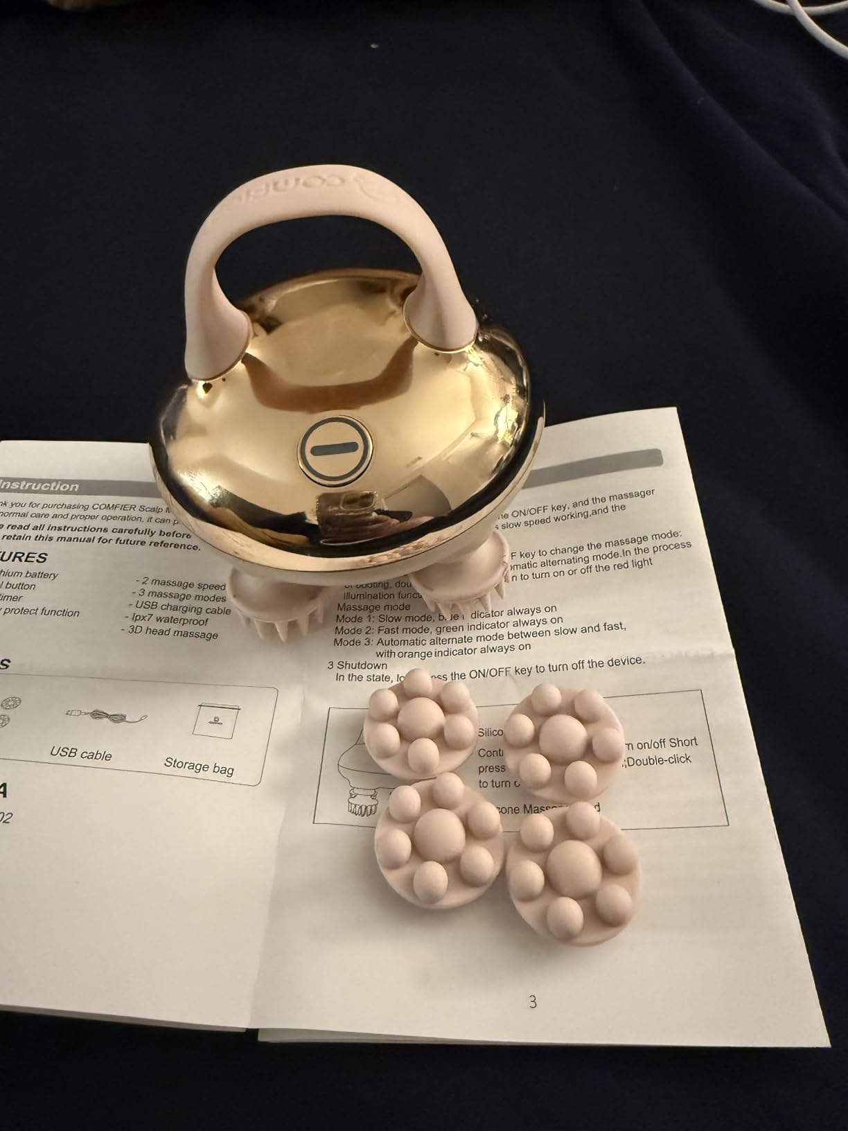 COMFIER Electric Scalp Massager, Waterproof Head Massager with Mutlti-Modes Vibration, Handheld Portable Head Scratcher for Hair Growth, Dog Cat Massager for Deep Clean and Stress Relax customer photo 2