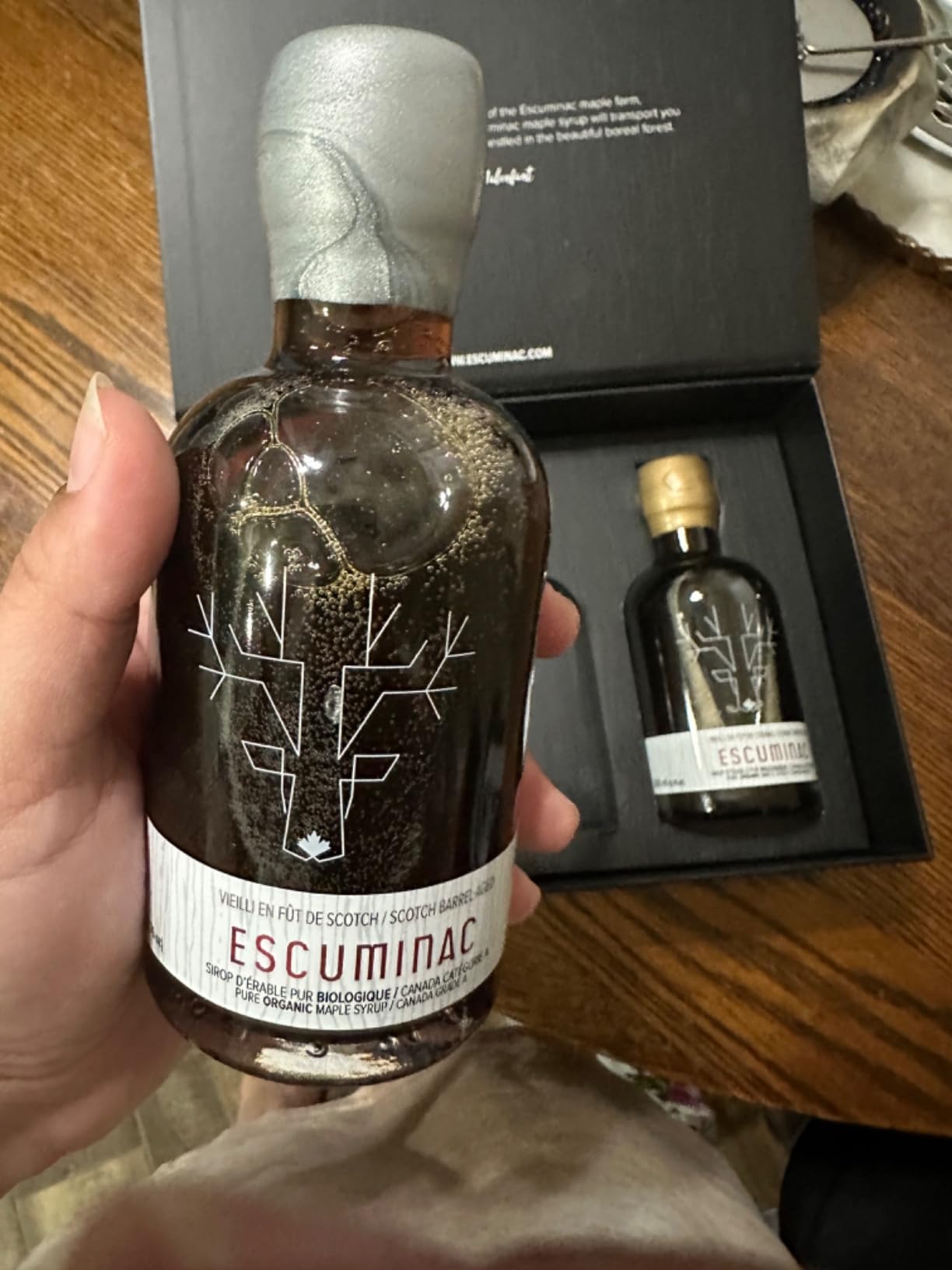 Escuminac Barrel-Aged Maple Syrup Gift Set - 3 x 200 ml - Bourbon, Scotch, Cognac - 100% Pure Organic Canadian Syrup - Small Batch, Grade A, in Premium Box customer photo 2