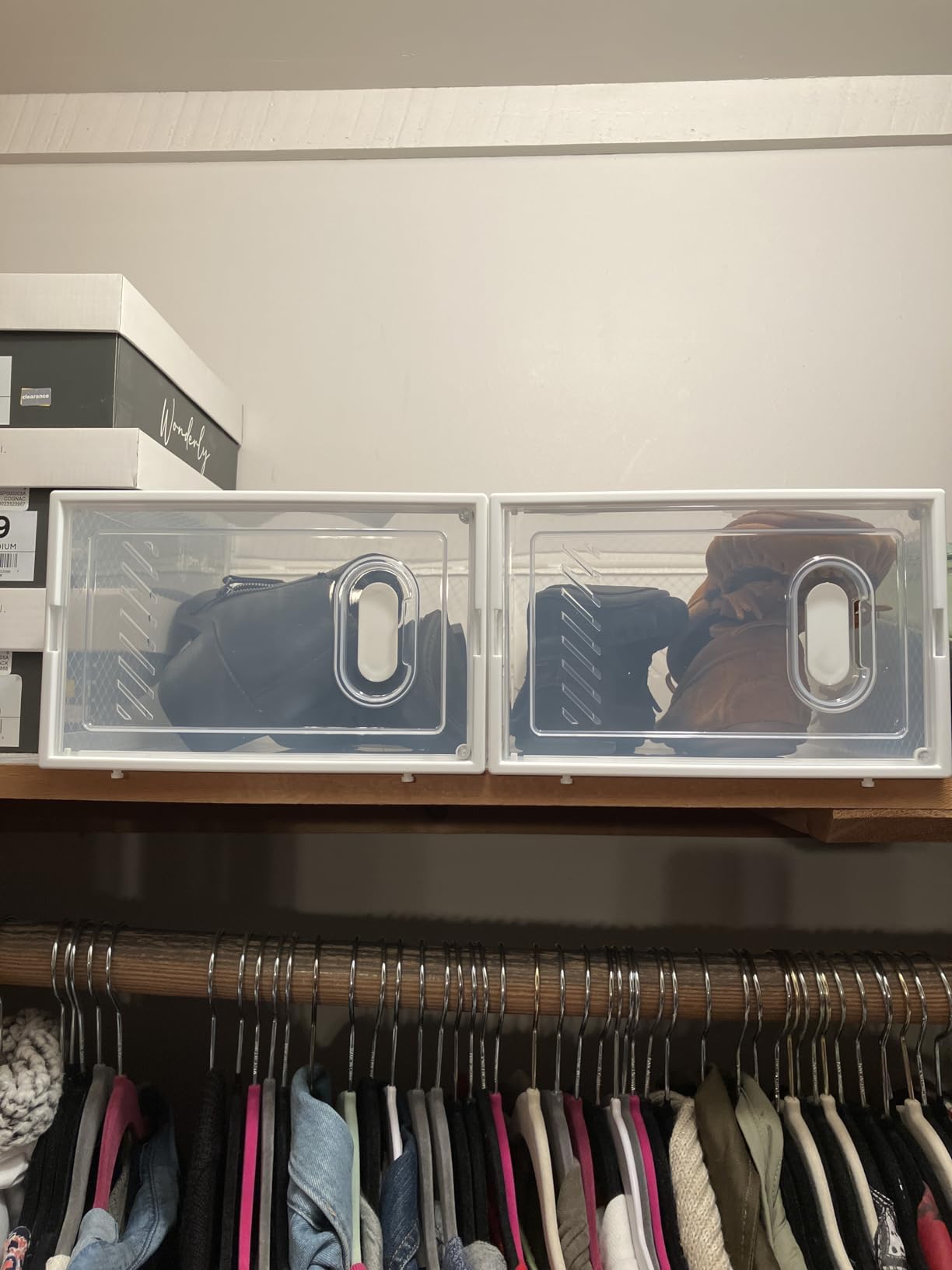 Shoe Storage, 12 Pack Shoe Organizer for Closet, Shoe Boxes Clear Plastic Stackable Shoe Containers with Lids for Size 10 customer photo 1