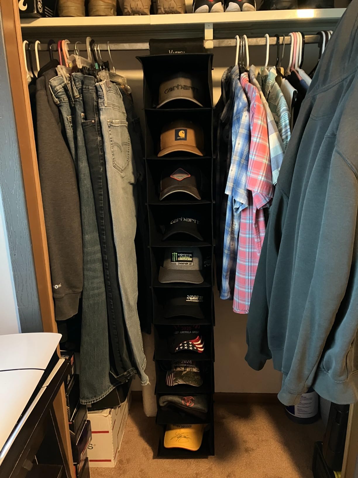 VAESIDA Hat Rack for Closet, 10 Shelf Hanging Hat Organizer for Baseball Caps Storage, Hat Holder Organizer for Hat Display, Best Space Saving Hat Racks for Baseball Cap Organizer, Black customer photo 2