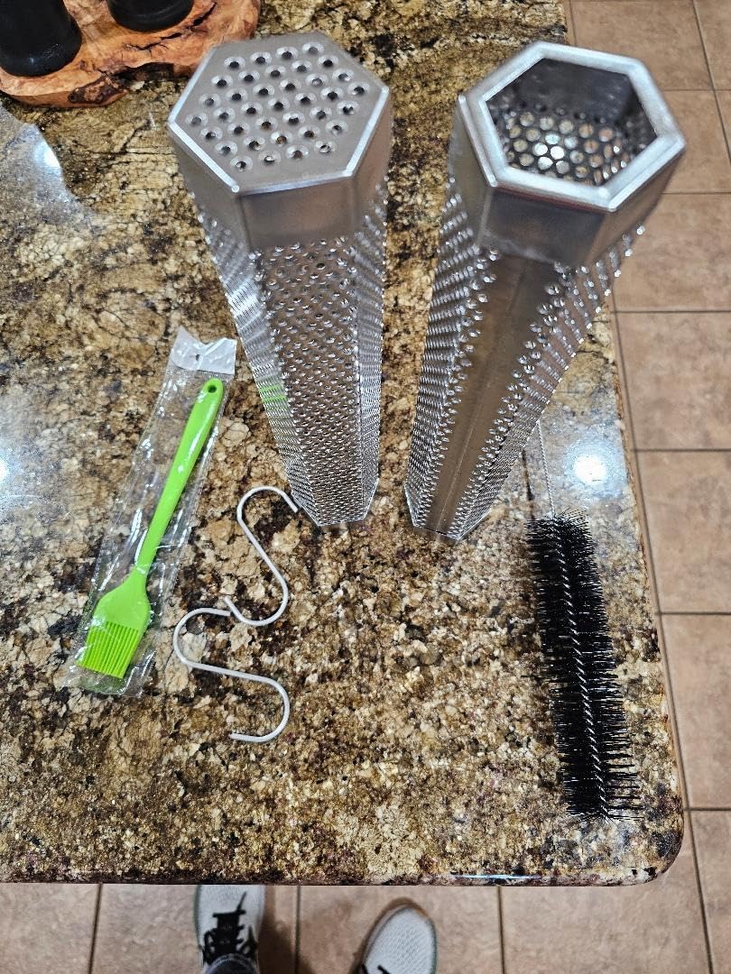 2pcs Smoker Tube 12in Pellet Smoker Tube Stainless Steel Smoke Tube for Hot or Cold Smoking 5 Hours of Billowing smoke Portable BBQ Smoking tube Generator Electric Charcoal Gas Grill Smoker customer photo 1