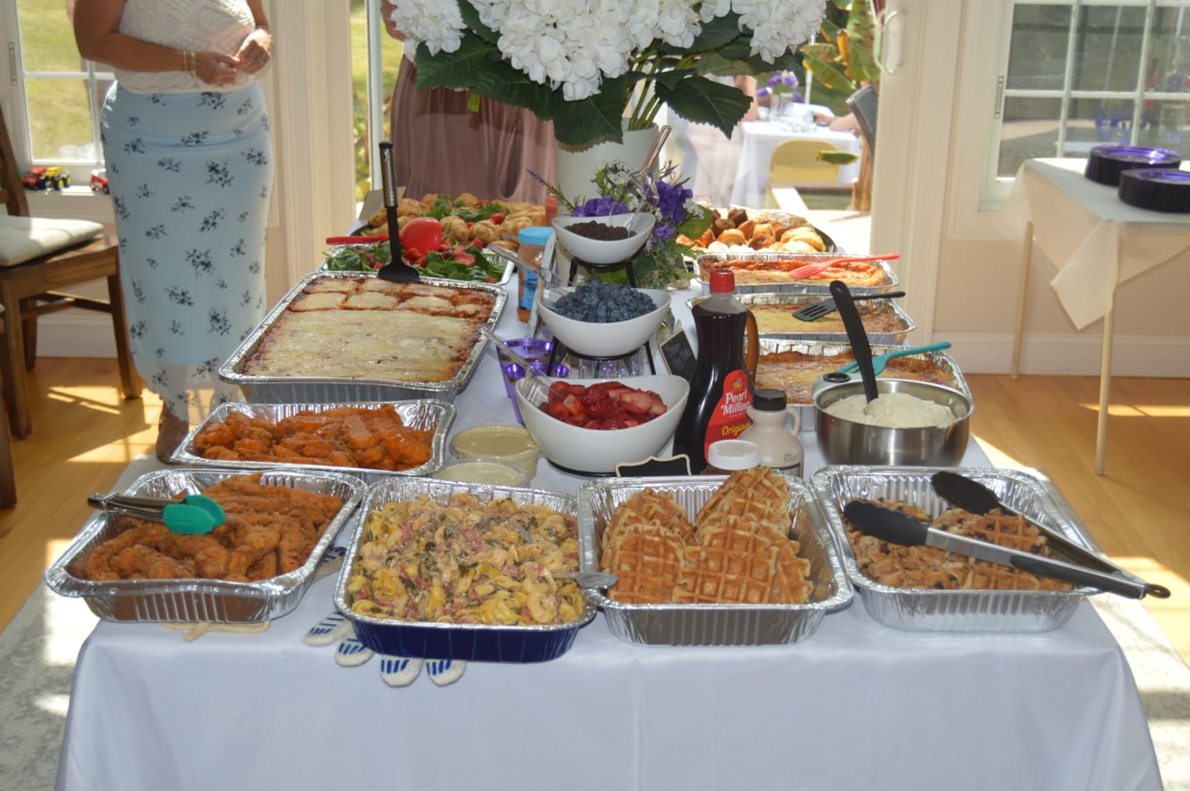 LYEOBOH 3 Tier Serving Stand and Platters Set Large Tiered Serving Platters with Collapsible Sturdier Rack 14 Inches Tiered Serving Tray for Appetizer Fruit, Dessert and Cupcake, White customer photo 2