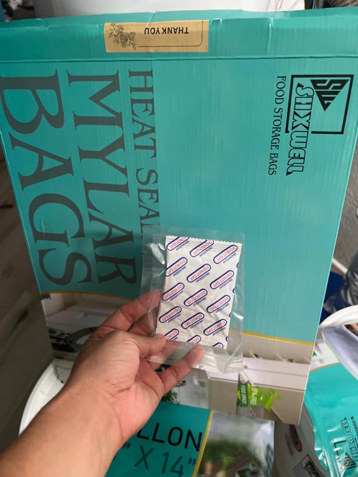 10PCS 5 Gallon Mylar Bags with 2500CC Oxygen Absorbers and Labels, Zipper Resealable Pouches Heat Sealable Bags for Long Term Food Storage customer photo 1