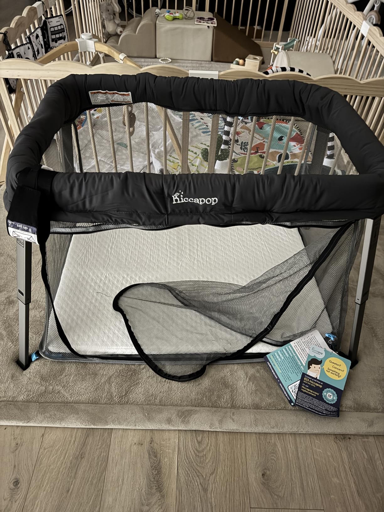 Hiccapop TravelPod Portable Crib for Baby, Lightweight, Foldable Travel Crib for Baby and Toddlers with Zippered Door, Waterproof Base & Carry Bag customer photo 2