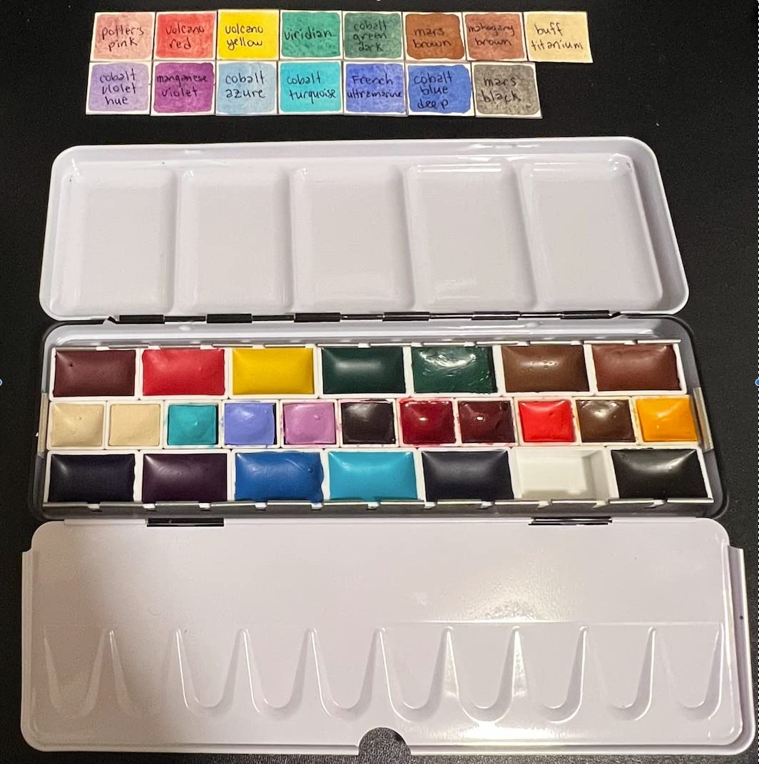 LOONENG Metal Watercolor Tin with Fold-Out Palette, Small Tray Palette with 8 Empty Full Pans for Plein Air, Acrylic and Oil Painting customer photo 1