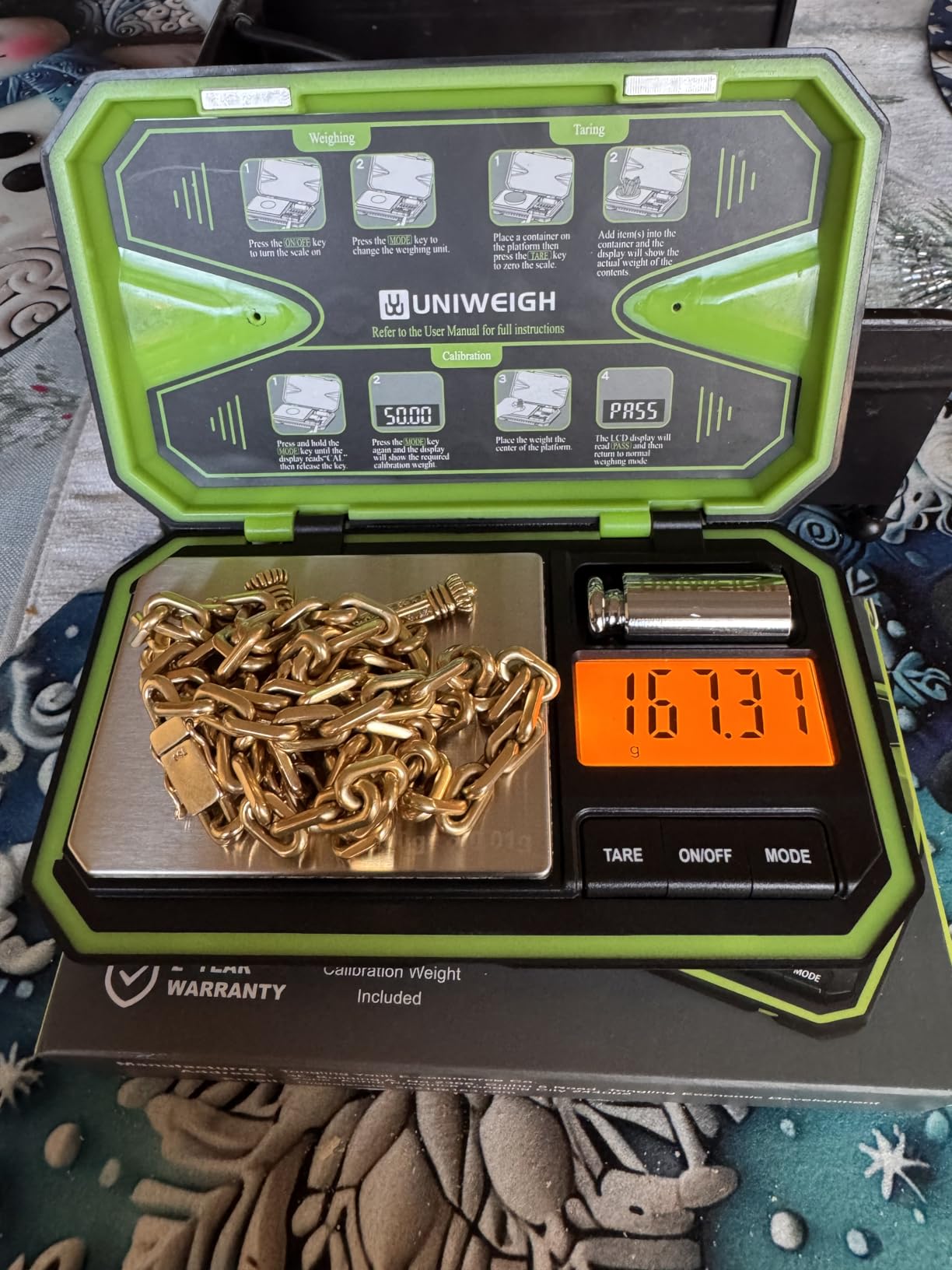 Digital Pocket Scale Precision 200g/0.01g, Digital Scale Grams Ounces, Mini Jewelry Scale, Coins Scale with 50g Cal Weights for Gold/Silver/Gems/Food,(Battery Included)-Green customer photo 1