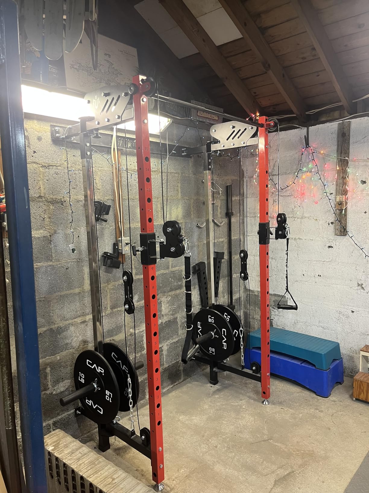 Mikolo Folding Squat Rack, Wall Mounted Power Rack with Cable Crossover Machine & LAT Pull Down, Functional Trainer with 5 Adjustable Function Modes, for Home Gym and Space Saving customer photo 1