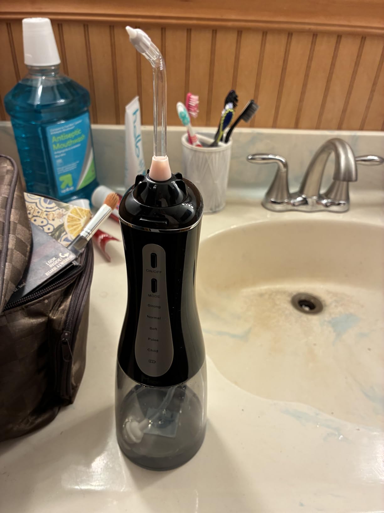 Water Dental Flosser Oral Irrigator with 5 Modes, 350ml Cordless Water Teeth Cleaner Pick 6 Tips, IPX7 Waterproof Rechargeable Portable Powerful Battery for Travel & Home Braces & Bridges Care customer photo 1