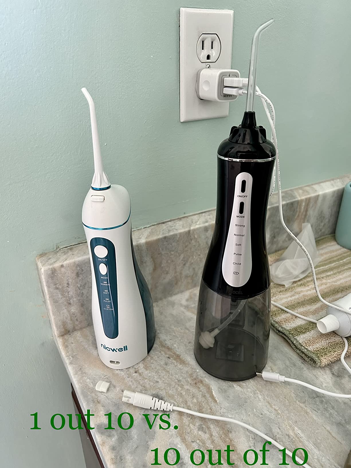 Water Dental Flosser Oral Irrigator with 5 Modes, 350ml Cordless Water Teeth Cleaner Pick 6 Tips, IPX7 Waterproof Rechargeable Portable Powerful Battery for Travel & Home Braces & Bridges Care customer photo 2