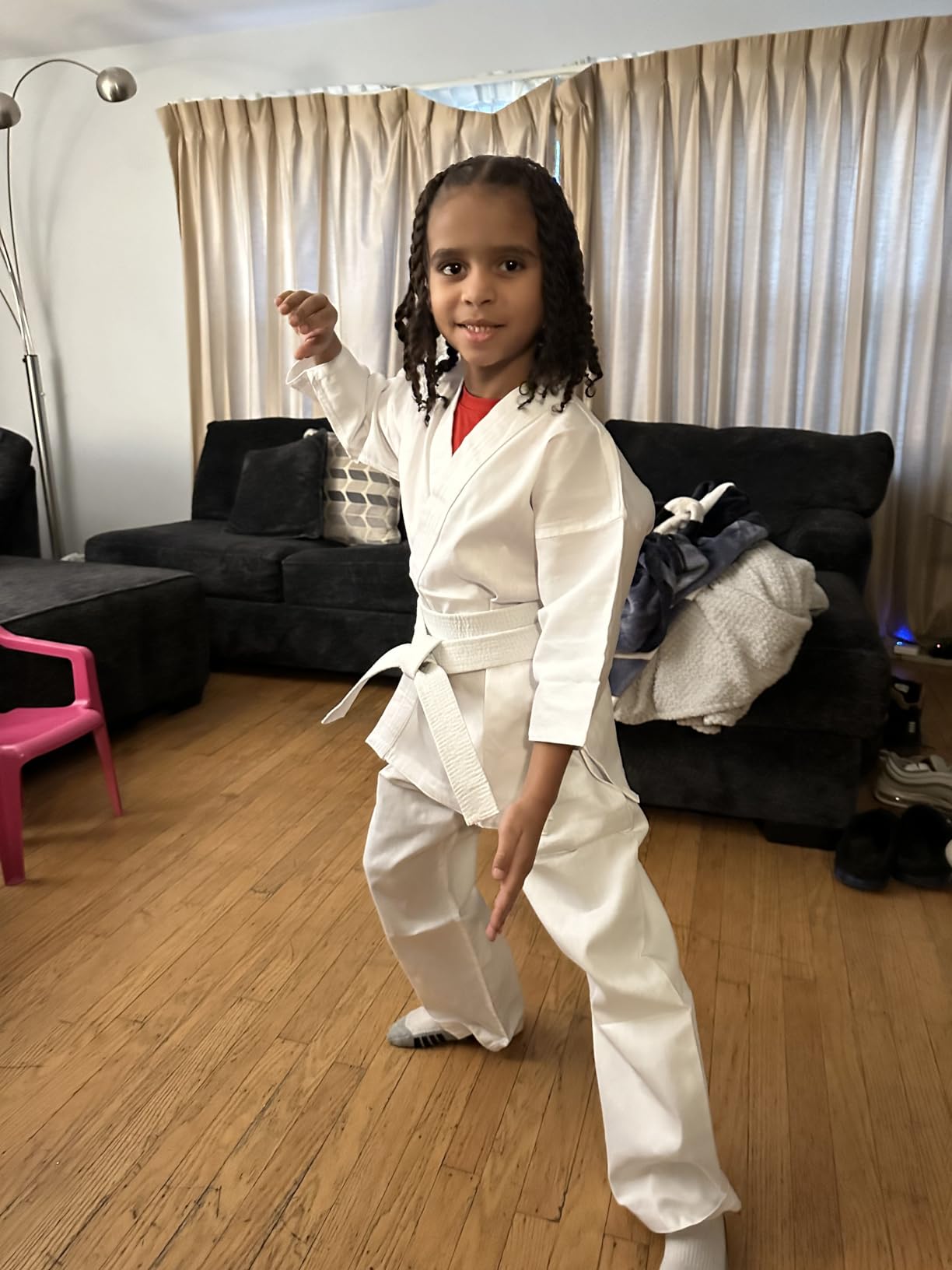 TMA Martial Arts Karate Elastic Drawstring Uniform for Kids & Adult Lightweight Student Gi with Free Belt customer photo 2