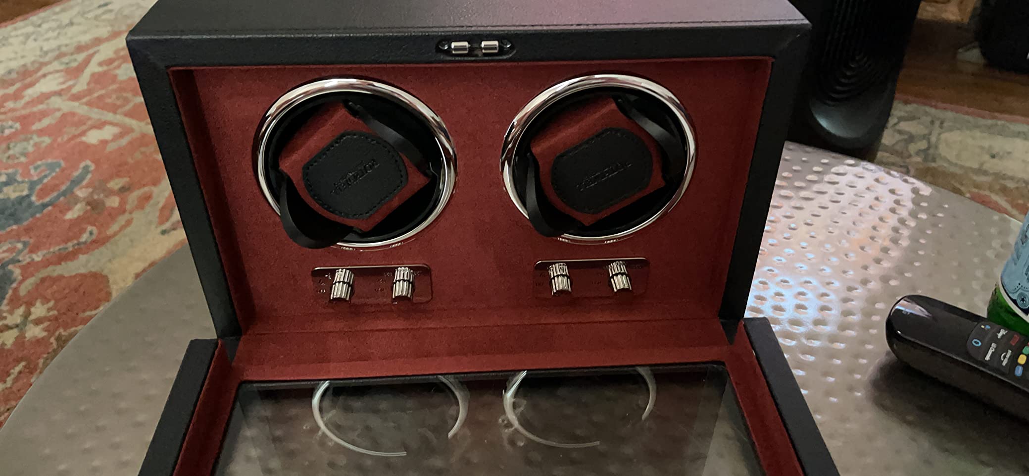 ROTHWELL Double Watch Winder for Automatic Watches with Quiet Motor with Multiple Speeds and Rotation Settings (Black/Grey) customer photo 1