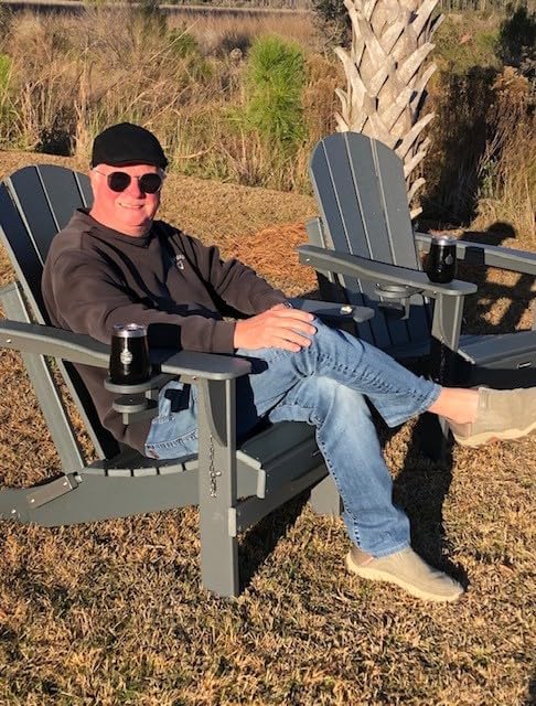 MUCHENGHY Folding Adirondack Chairs Patio Chairs Outdoor Adirondack Chair Weather Resistant Chair for Patio, Outside, Deck, Backyard, Fire Pit Chair, Campfire Chairs (Black) customer photo 2