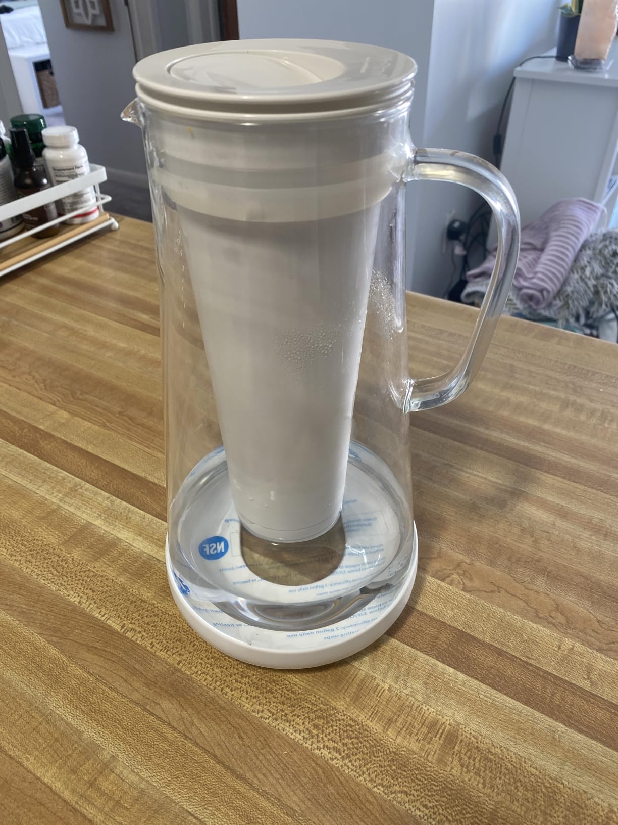 LifeStraw Home Water Filter Pitcher, 7-Cup, Glass with Silicone Base, White, for Everyday Protection Against Bacteria, Parasites, Microplastics, Lead, Mercury, PFAS and a Variety of Chemicals customer photo 2