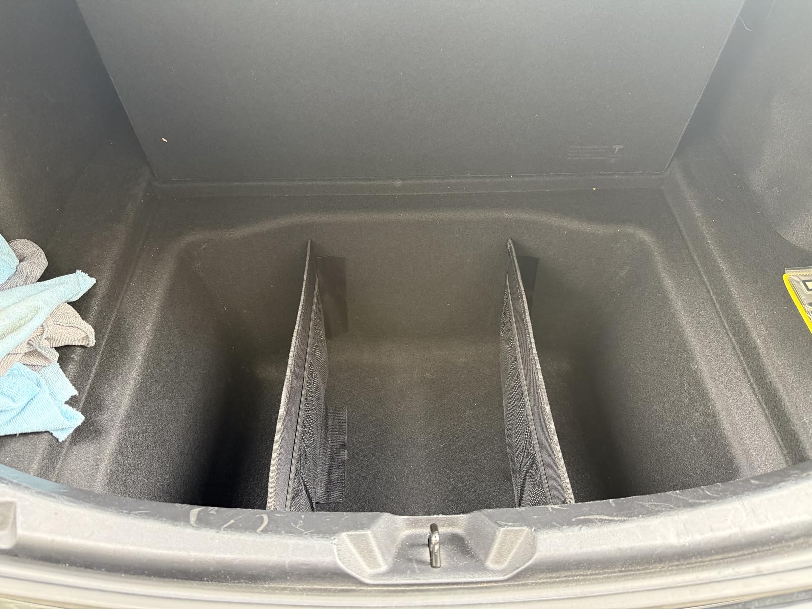 KMMOTORS Sub Trunk Divider of under-floor Compatible for Model Y, Model 3 (2017-2023) - Hidden Trunk Organizer - Dividers with Mesh Pockets for Storage Separation (Set of 2) customer photo 1