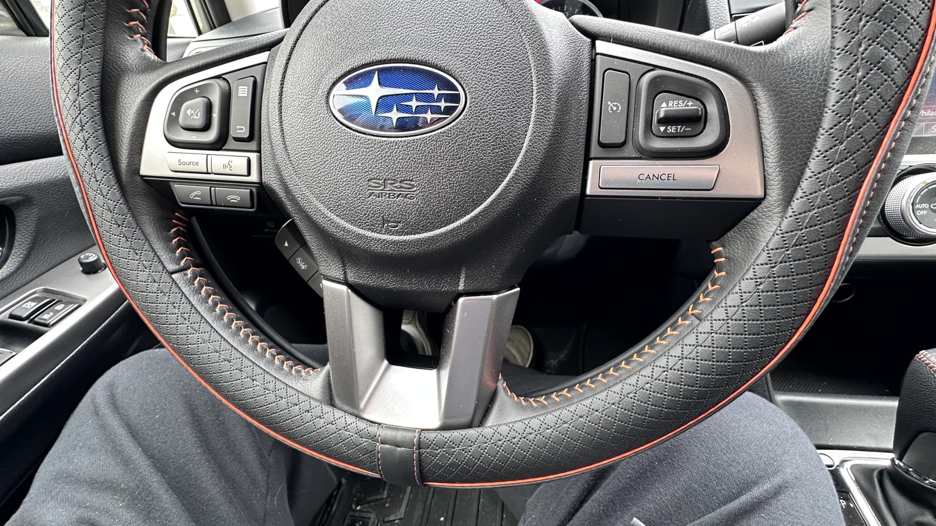 Car Steering Wheel Cover, Anti-Slip, Safety, Soft, Breathable, Heavy Duty, Thick, Full Surround, Sports Style (Black with Red line) customer photo 1
