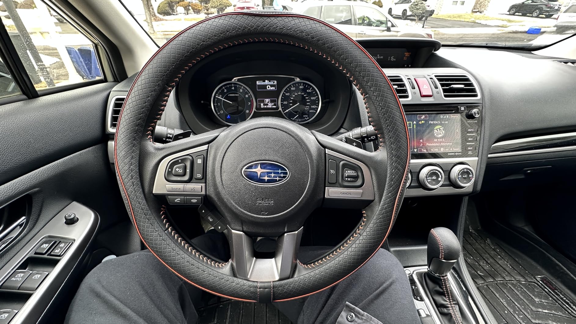 Car Steering Wheel Cover, Anti-Slip, Safety, Soft, Breathable, Heavy Duty, Thick, Full Surround, Sports Style (Black with Red line) customer photo 2