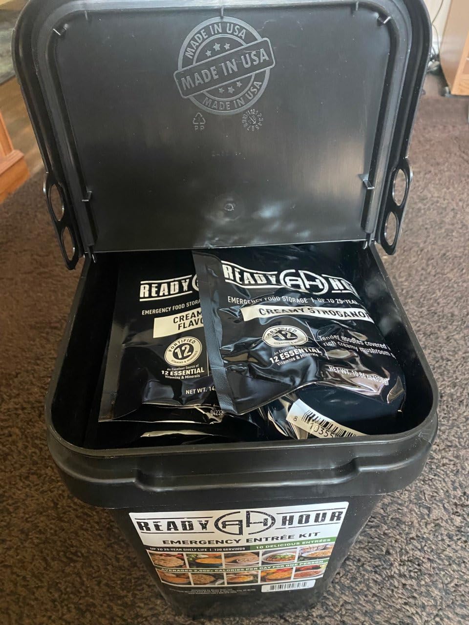 Ready Hour 120 Serving Entree Bucket-Freeze Dried Emergency Food Supply-Survival Meals with Long Shelf Life-Prepper Essentials for Disaster, Camping, Hiking, or Outdoor Use customer photo 1