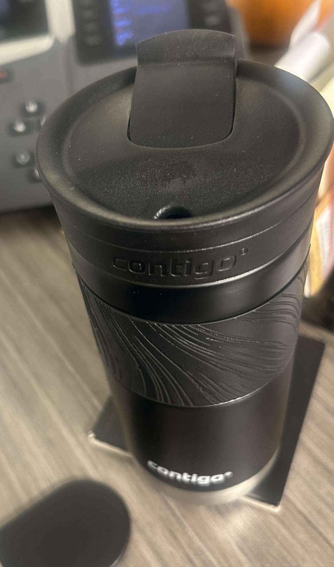 Contigo SNAPSEAL Insulated Stainless Steel Travel Mug with Grip 20oz. Blue Corn Transparent Satin & Midnight Berry customer photo 1