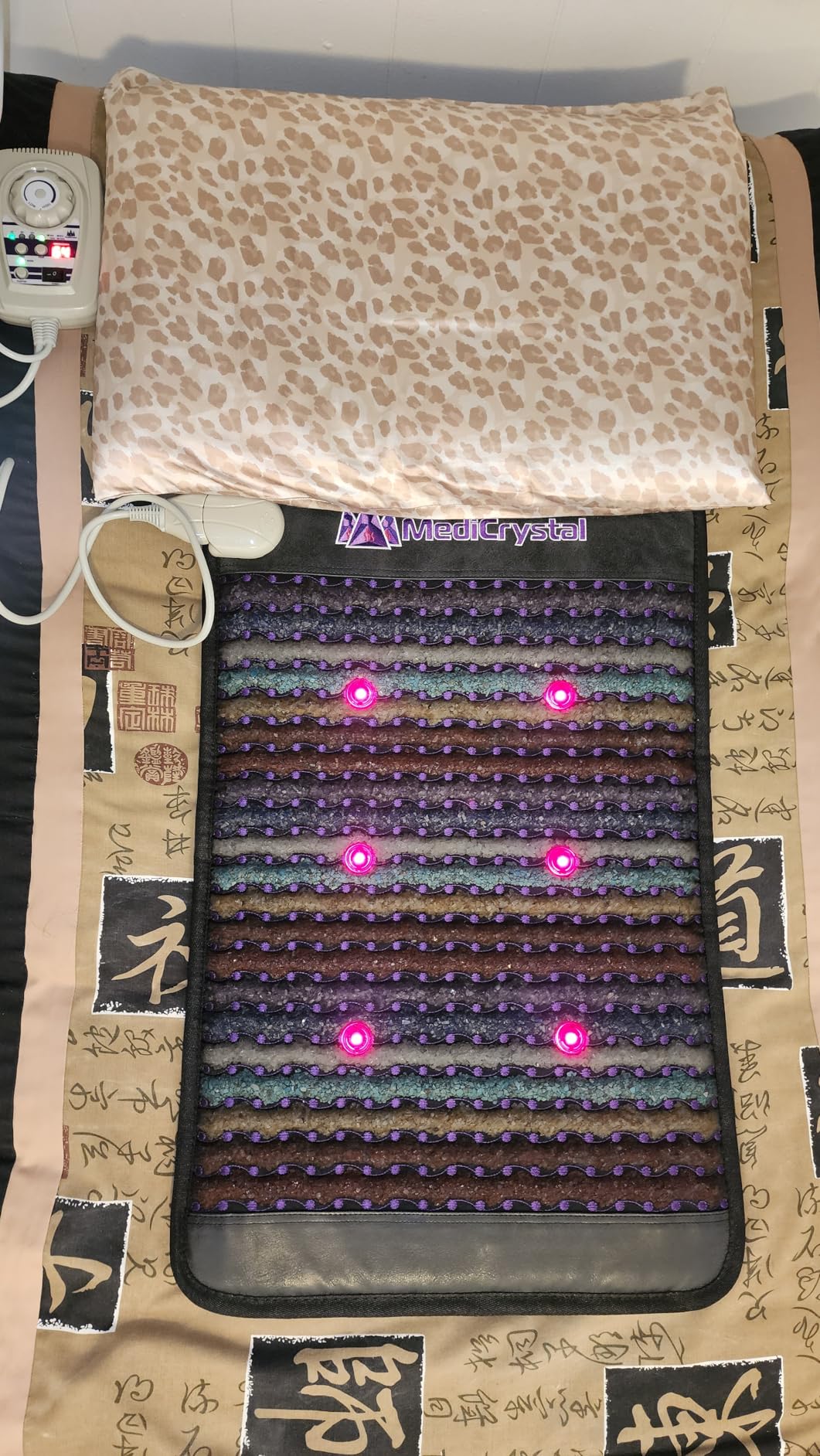 MediCrystal Infrared Heating Pad with 7 Natural Crystals - Midsize Biomat with Far Infrared Heat, Photon Red & NIR Lights, Magnets & Negative Ions - Large Heating Pad 60