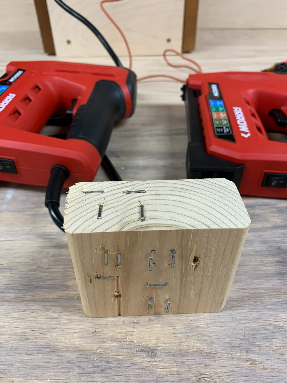 Arrow ET501F Corded 5-in-1 Professional Electric Staple and Nail Gun, Wire Stapler, and Brad Nailer for Upholstery, Framing, Insulation, Crafts, Fencing, and Cable, Black/Red customer photo 2