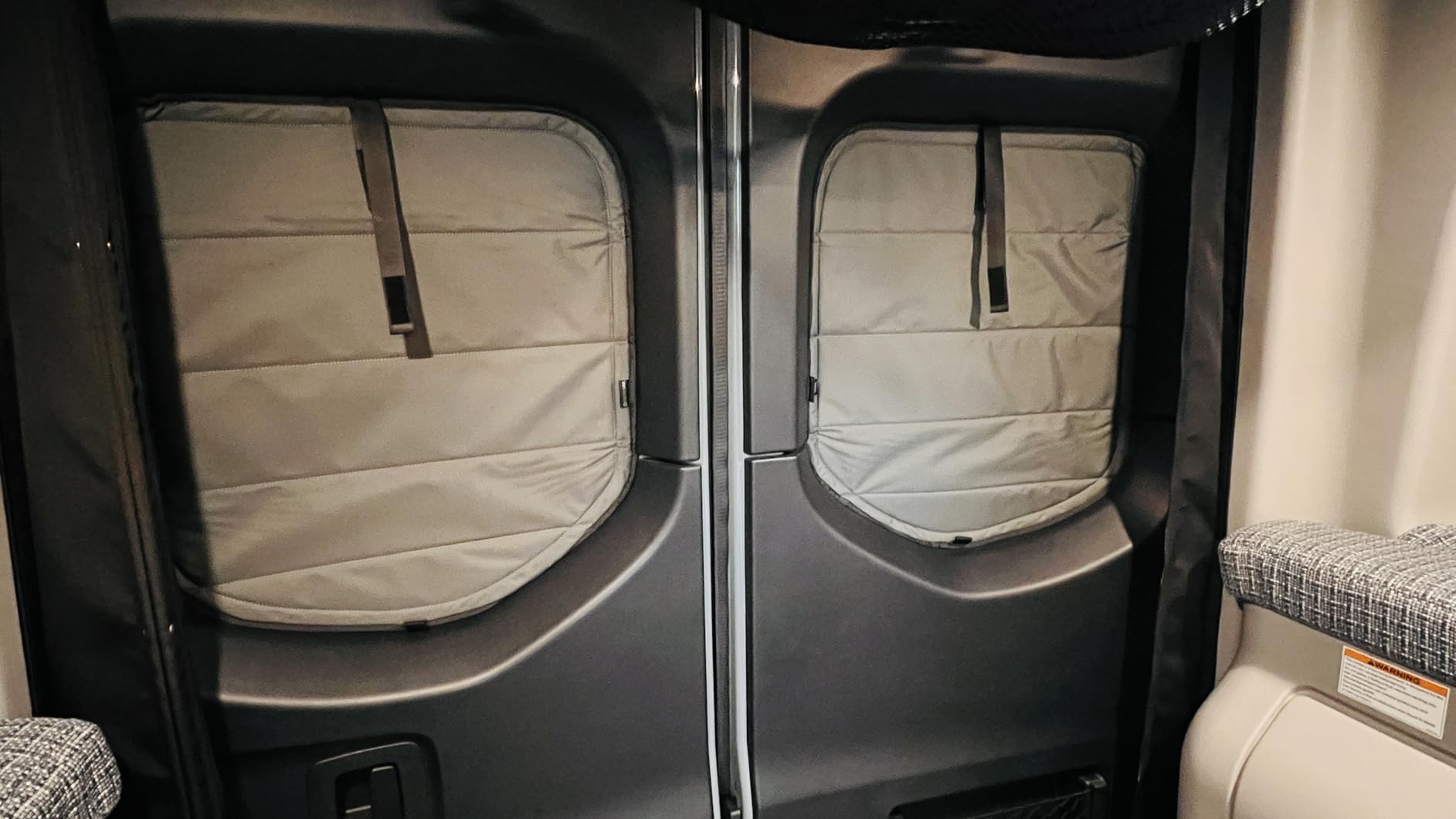 VanEssential Insulated Magnetic Blackout Front Door Window Covers (Pair) Designed for Mercedes-Benz VS30 (Van Years 2019 to Current) - Charcoal Gray customer photo 2