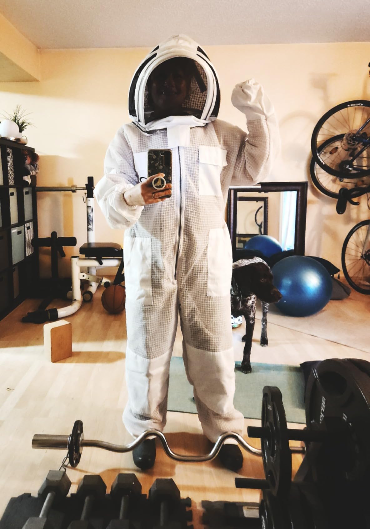 3 Layer Bee Suit With Fencing Veil And One Pair Gloves Ventilated Sting Proof Beekeeping Suit For Beekeepers customer photo 2