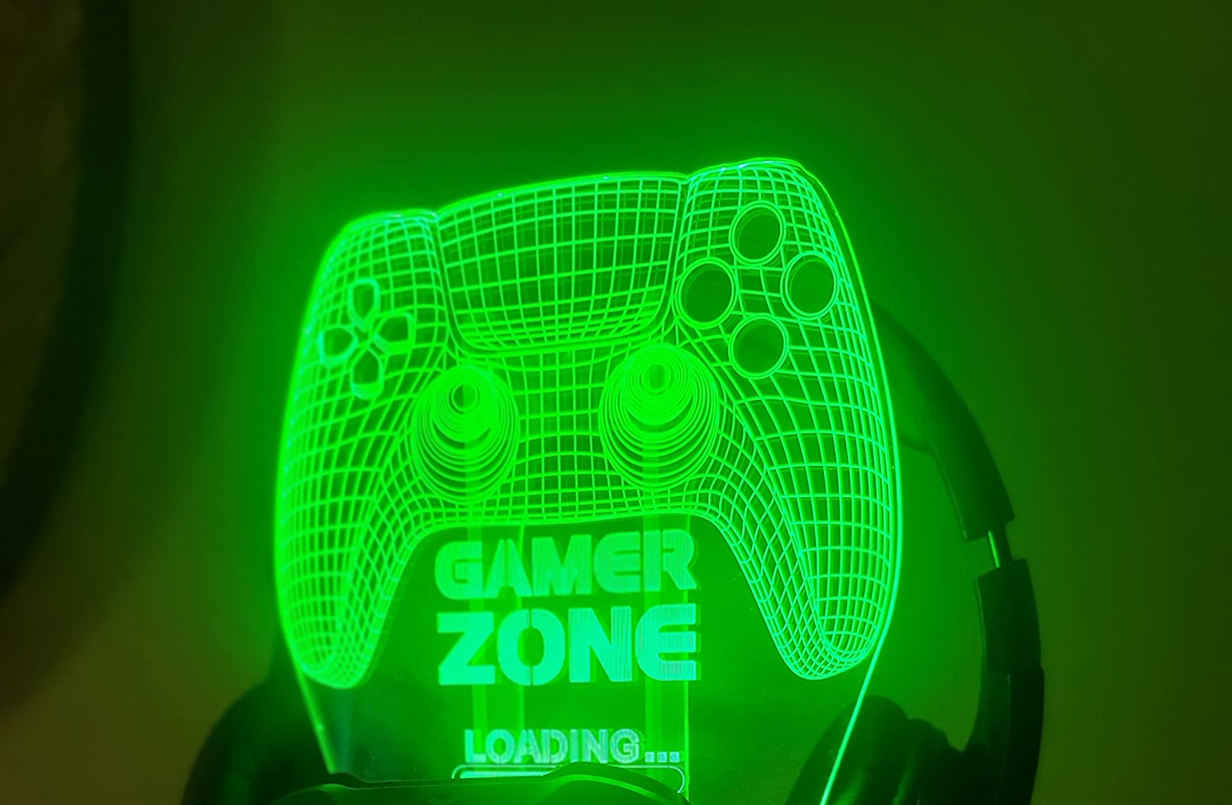 YuanDian Light up Headphone Controller Holder, 16 Colors 3D LED Lights Gamepad Headset Stand, Game Controller Hanger for All Universal Gaming PC Accessories customer photo 2