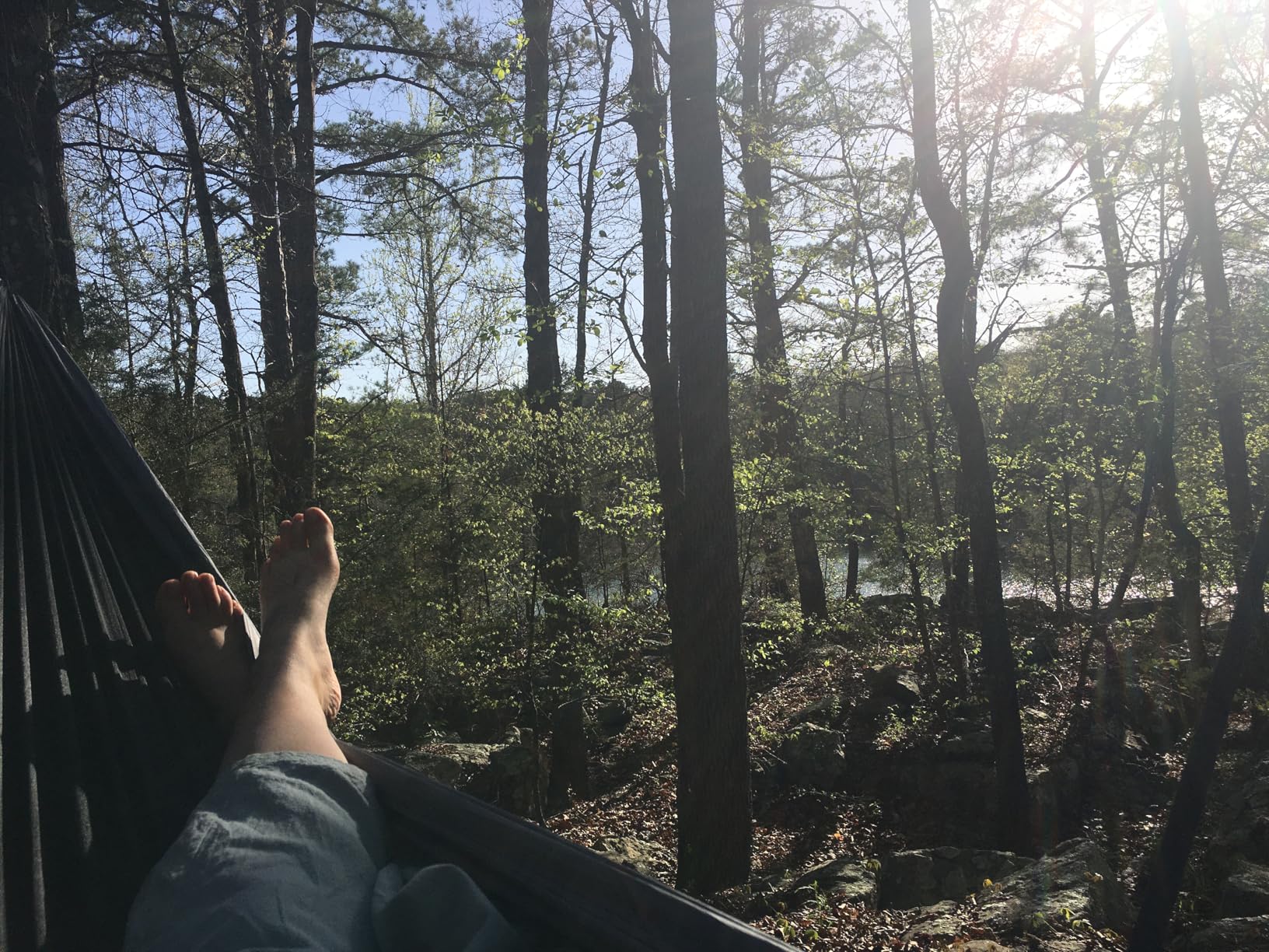 SZHLUX Camping Hammock Double & Single Portable Hammocks with 2 Tree Straps and Attached Carry Bag,Great for Outdoor,Indoor,Beach,Camping,Light Grey / Sky Blue customer photo 2