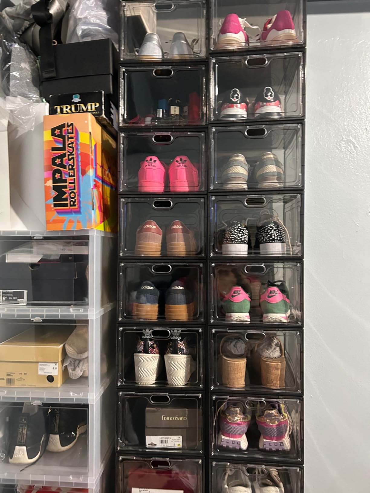 12 Pack Large Shoe Storage Box, Clear Shoe Storage Organizer with Magnetic Door, Stackable,Shoe Containers For Display Sneakers, Easy Assembly, Fit up to US Size 12, Clear customer photo 2