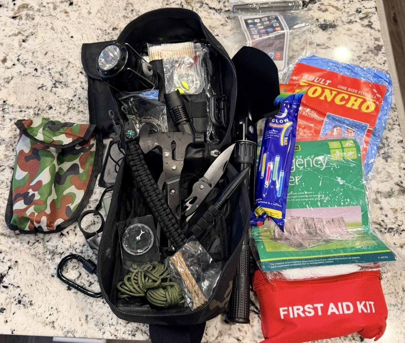 Survival Kit, 250Pcs Survival Gear First Aid Kit with Molle System Compatible Bag and Emergency Tent, Emergency Kit for Earthquake, Outdoor Adventure, Hiking, Hunting, Gifts for Men Women customer photo 2