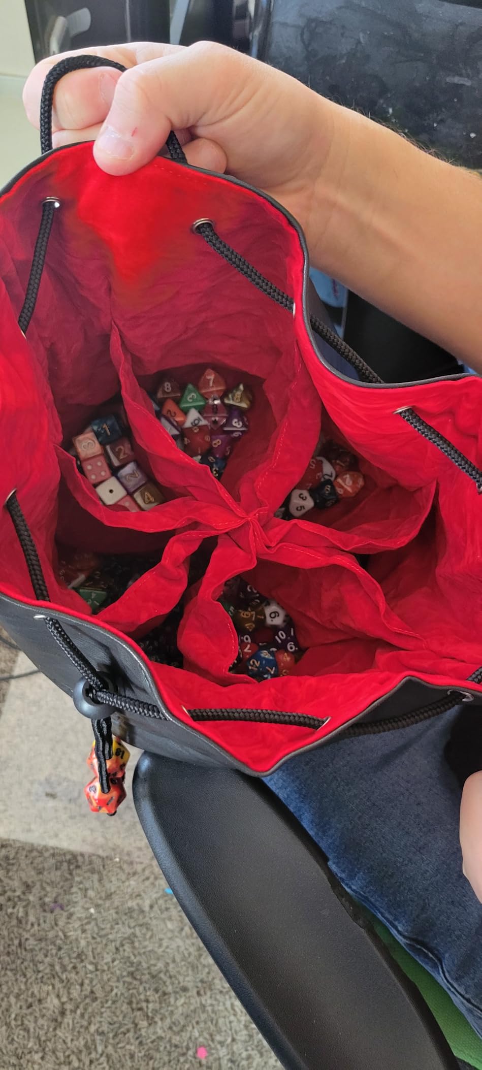 Forged Dice Co. Pouch of The Endless Hoard Dice Bag - Holds Over 1,000 Polyhedral Dice - Dice Storage Bag with 7 Pockets - Perfect for Bulk Dice - Brown/Black customer photo 2