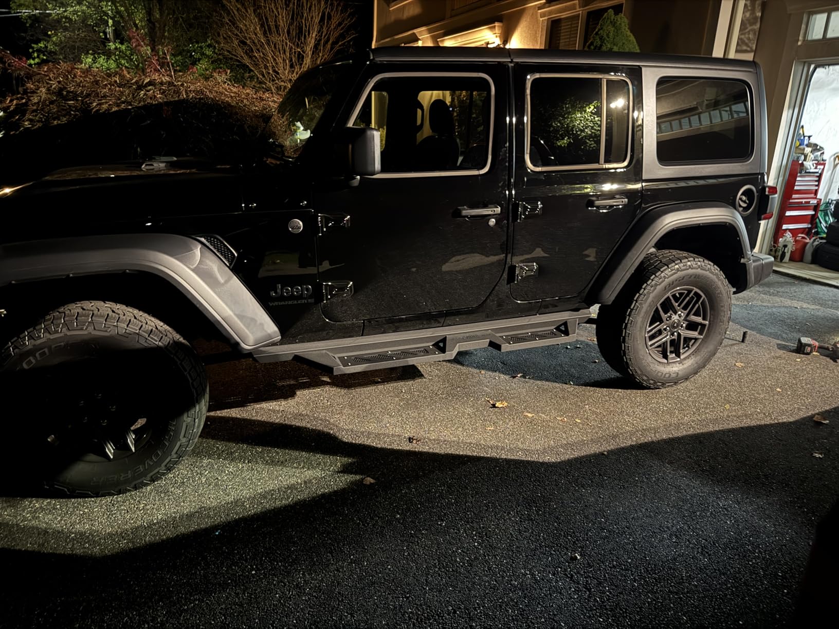 ONINE Thruster Drop Steps Compatible with 2018-2025 Jeep Wrangler JL 4 Door Running Board Side Step Nerf Bar Rock Slider, Textured Black Heavy Duty Steel customer photo 1