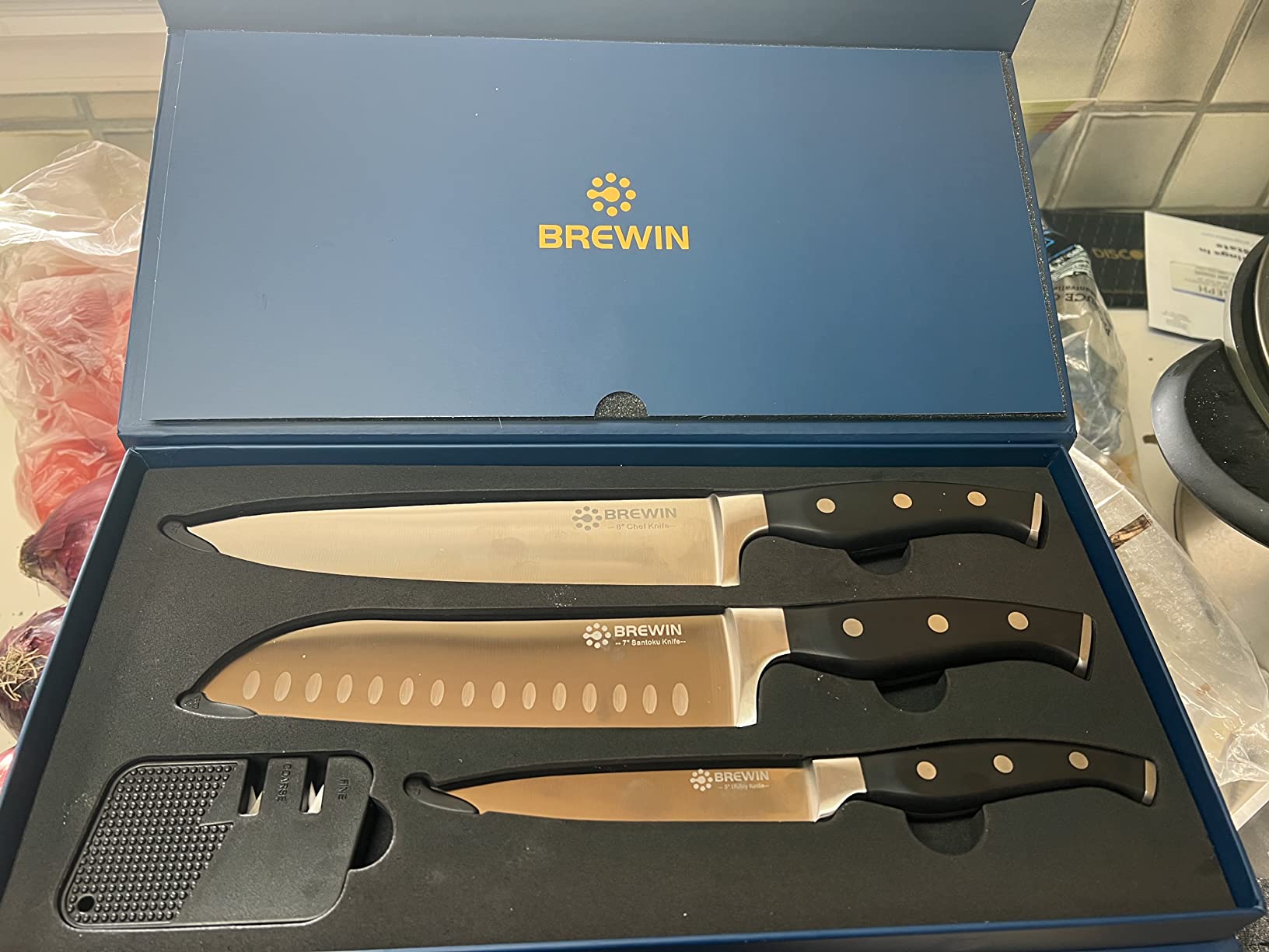 Brewin Professional Kitchen Knives, 3PC Chef Knife Set Sharp Knives for Kitchen High Carbon Stainless Steel, Japanese Cooking Knife with Gift Box customer photo 1